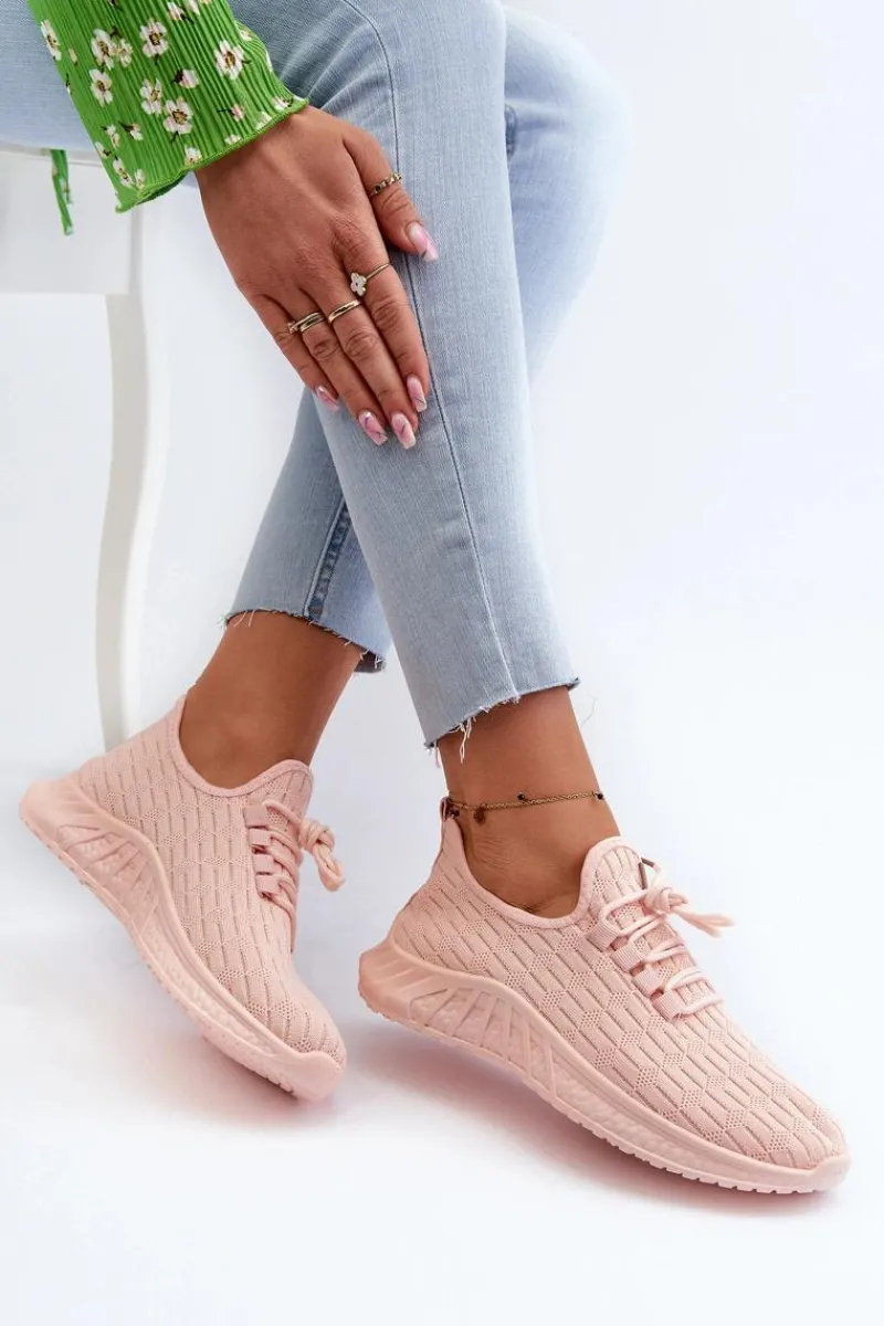 Sneakersy Damskie>Boto Materiałowe Lekkie Buty Sportowe Damskie Różowe Xalara
