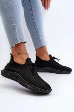 Boto Materiałowe Lekkie Buty Sportowe Damskie Czarne Xalara