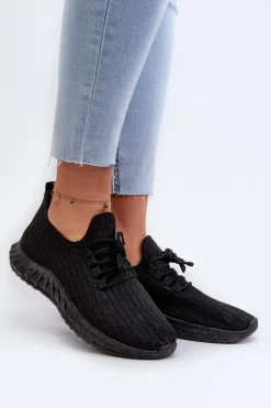 Boto Materiałowe Lekkie Buty Sportowe Damskie Czarne Xalara