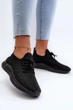 Boto Materiałowe Lekkie Buty Sportowe Damskie Czarne Xalara