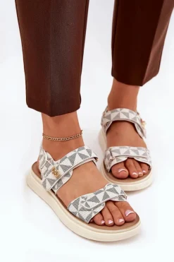 Sandały Płaskie>Boto Materiałowe Sandały Damskie Na Platformie Beżowe Leriot Beżowy