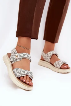 Sandały Płaskie>Boto Materiałowe Sandały Damskie Na Platformie Beżowe Leriot Beżowy