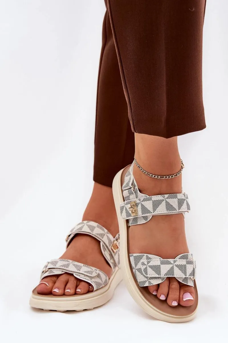 Sandały Płaskie>Boto Materiałowe Sandały Damskie Na Platformie Beżowe Leriot Beżowy