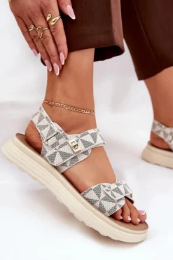 Sandały Płaskie><noscript><img width=