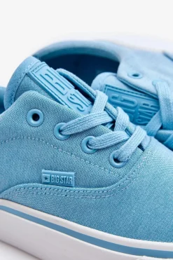Sale Materiałowe Tenisówki Na Platformie Big Star LL274146 Jasnoniebieskie Damskie Trampki Damskie Big Star|Trampki Damskie Niskie
