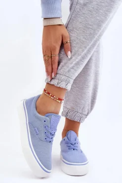 Clearance Big Star Shoes Materiałowe Tenisówki Na Platformie Big Star LL274145 Niebieskie