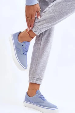 Clearance Big Star Shoes Materiałowe Tenisówki Na Platformie Big Star LL274145 Niebieskie