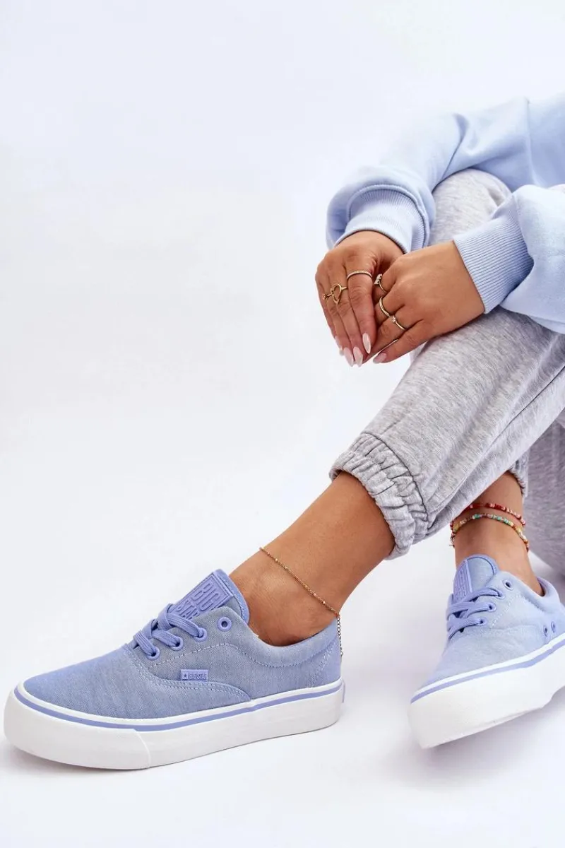 Clearance Big Star Shoes Materiałowe Tenisówki Na Platformie Big Star LL274145 Niebieskie