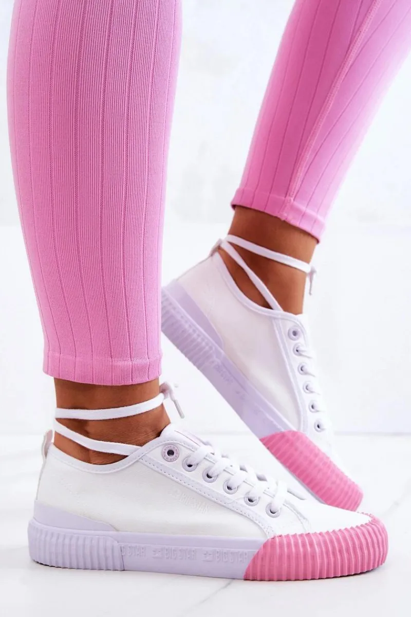 Trampki Damskie Big Star|Trampki Damskie Niskie>Big Star Shoes Materiałowe Tenisówki Trampki BIG STAR JJ274111 Białe