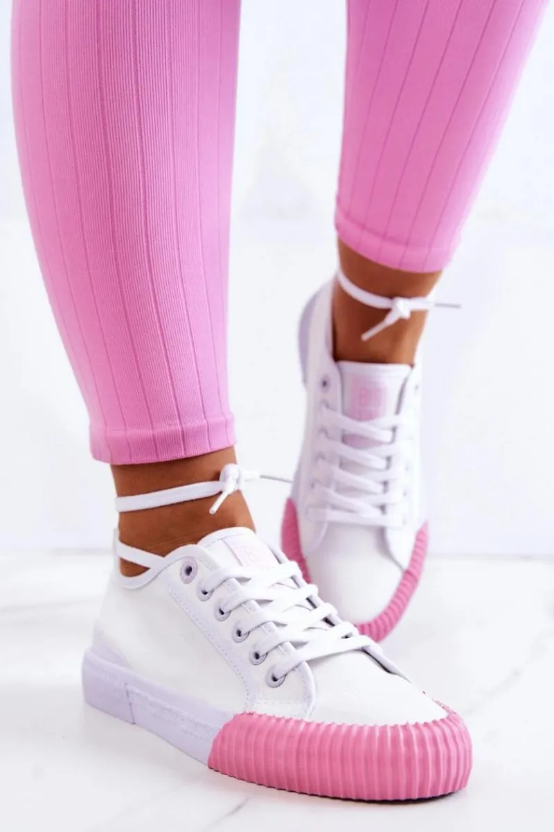 Trampki Damskie Big Star|Trampki Damskie Niskie>Big Star Shoes Materiałowe Tenisówki Trampki BIG STAR JJ274111 Białe