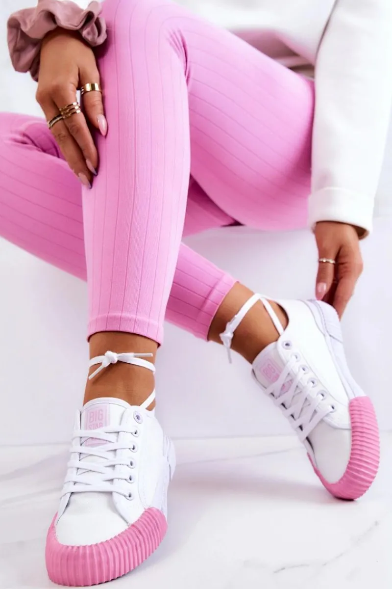 Trampki Damskie Big Star|Trampki Damskie Niskie>Big Star Shoes Materiałowe Tenisówki Trampki BIG STAR JJ274111 Białe