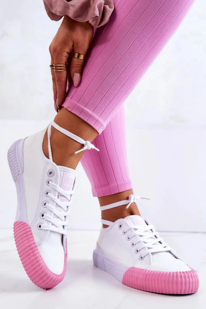 Trampki Damskie Big Star|Trampki Damskie Niskie>Big Star Shoes Materiałowe Tenisówki Trampki BIG STAR JJ274111 Białe