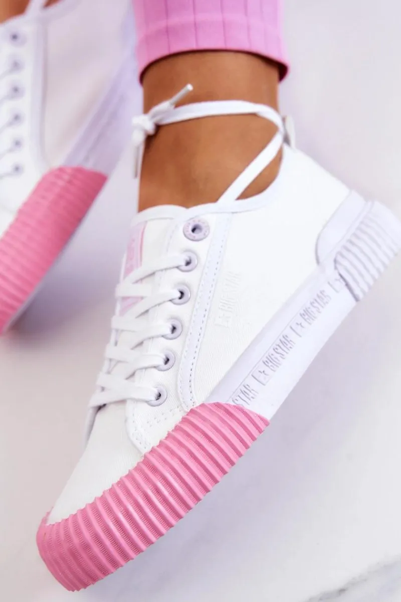 Trampki Damskie Big Star|Trampki Damskie Niskie>Big Star Shoes Materiałowe Tenisówki Trampki BIG STAR JJ274111 Białe