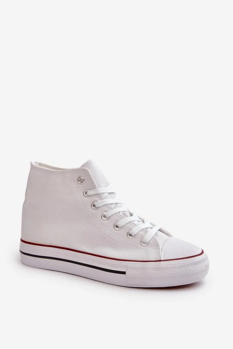 Sale Boto Materiałowe Trampki Damskie Za Kostkę Białe Onaria