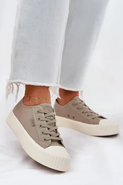 Big Star Shoes Materiałowe Trampki Damskie Na Platformie Big Star RR274779 Szare Szary