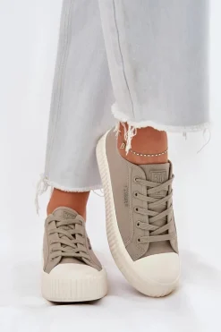 Big Star Shoes Materiałowe Trampki Damskie Na Platformie Big Star RR274779 Szare Szary