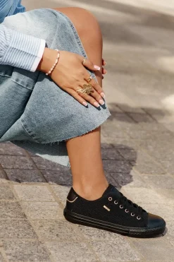 Trampki Damskie Big Star|Trampki Damskie Niskie>Big Star Shoes Materiałowe Trampki Damskie Big Star RR274765 Czarne Czarny