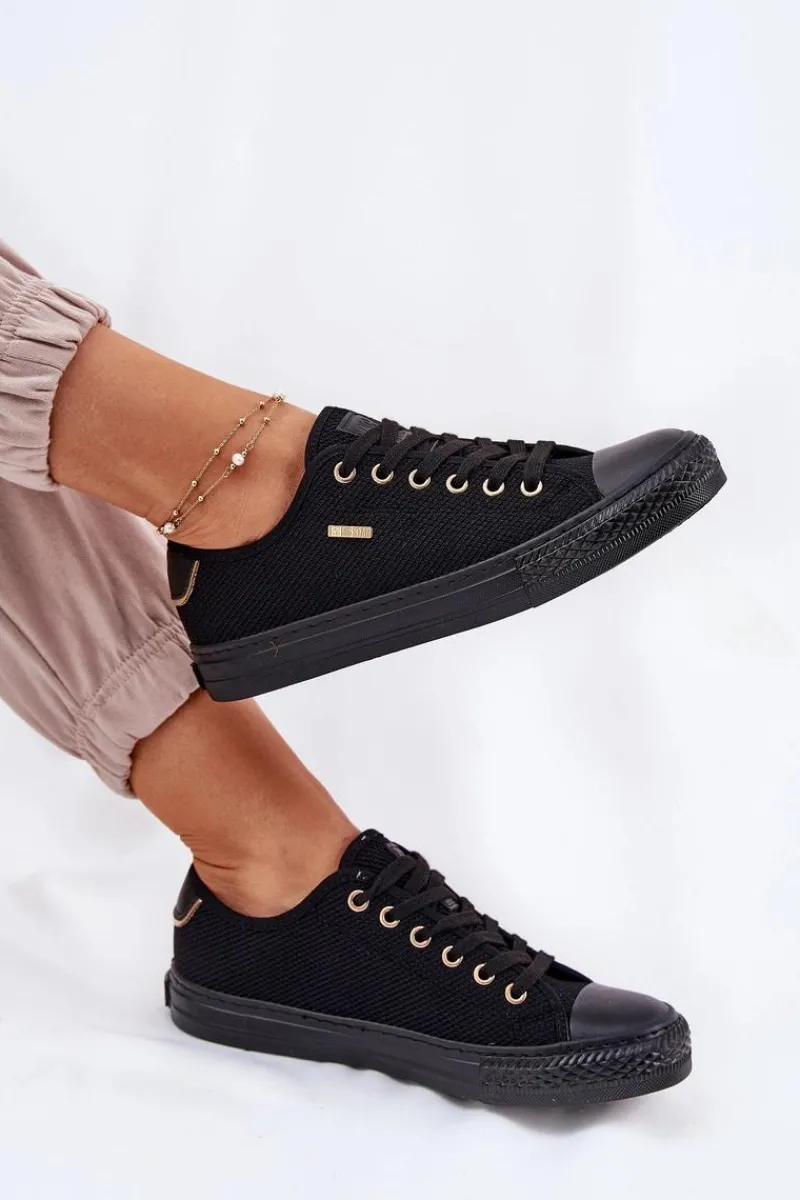 Trampki Damskie Big Star|Trampki Damskie Niskie>Big Star Shoes Materiałowe Trampki Damskie Big Star RR274765 Czarne Czarny