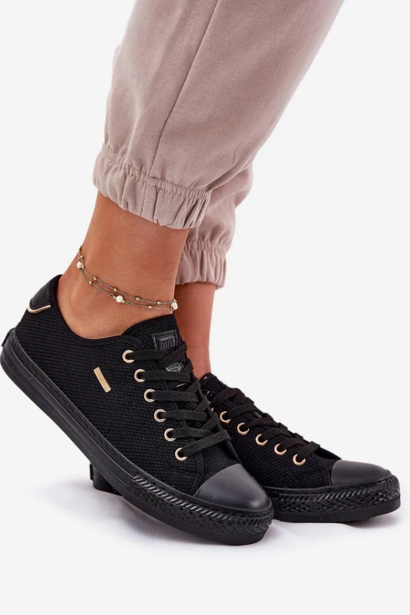 Trampki Damskie Big Star|Trampki Damskie Niskie>Big Star Shoes Materiałowe Trampki Damskie Big Star RR274765 Czarne Czarny