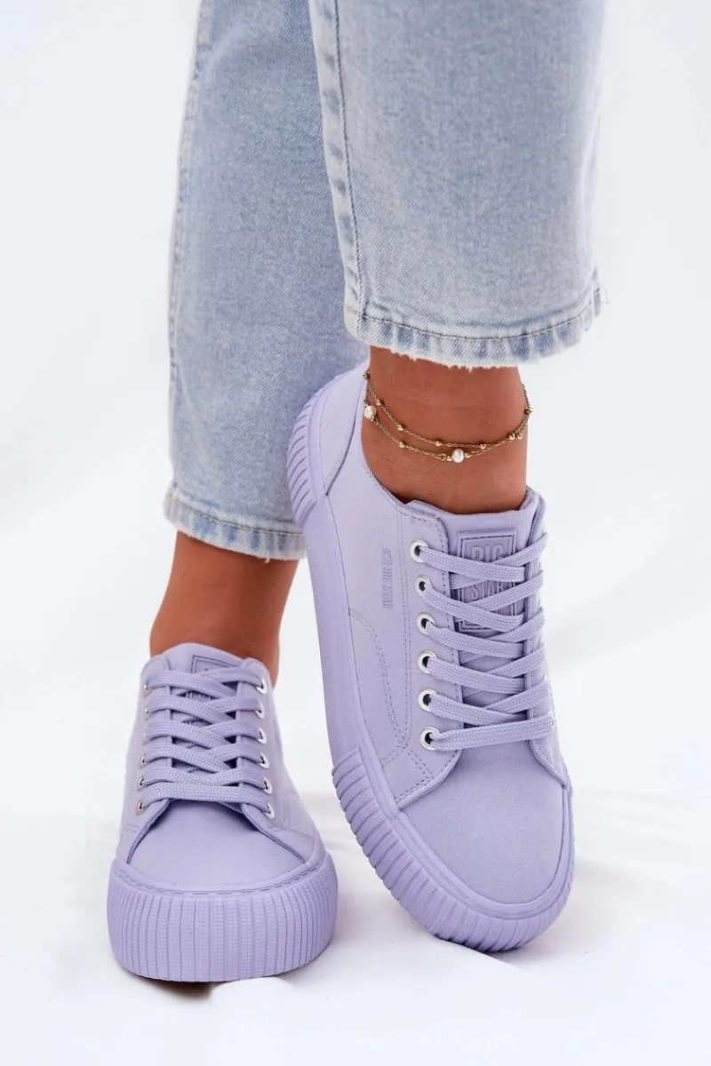 Trampki Damskie Big Star|Trampki Damskie Niskie>Big Star Shoes Materiałowe Trampki Damskie Big Star RR274406 Fioletowe Fioletowy