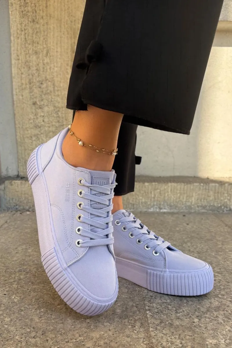 Trampki Damskie Big Star|Trampki Damskie Niskie>Big Star Shoes Materiałowe Trampki Damskie Big Star RR274406 Fioletowe Fioletowy