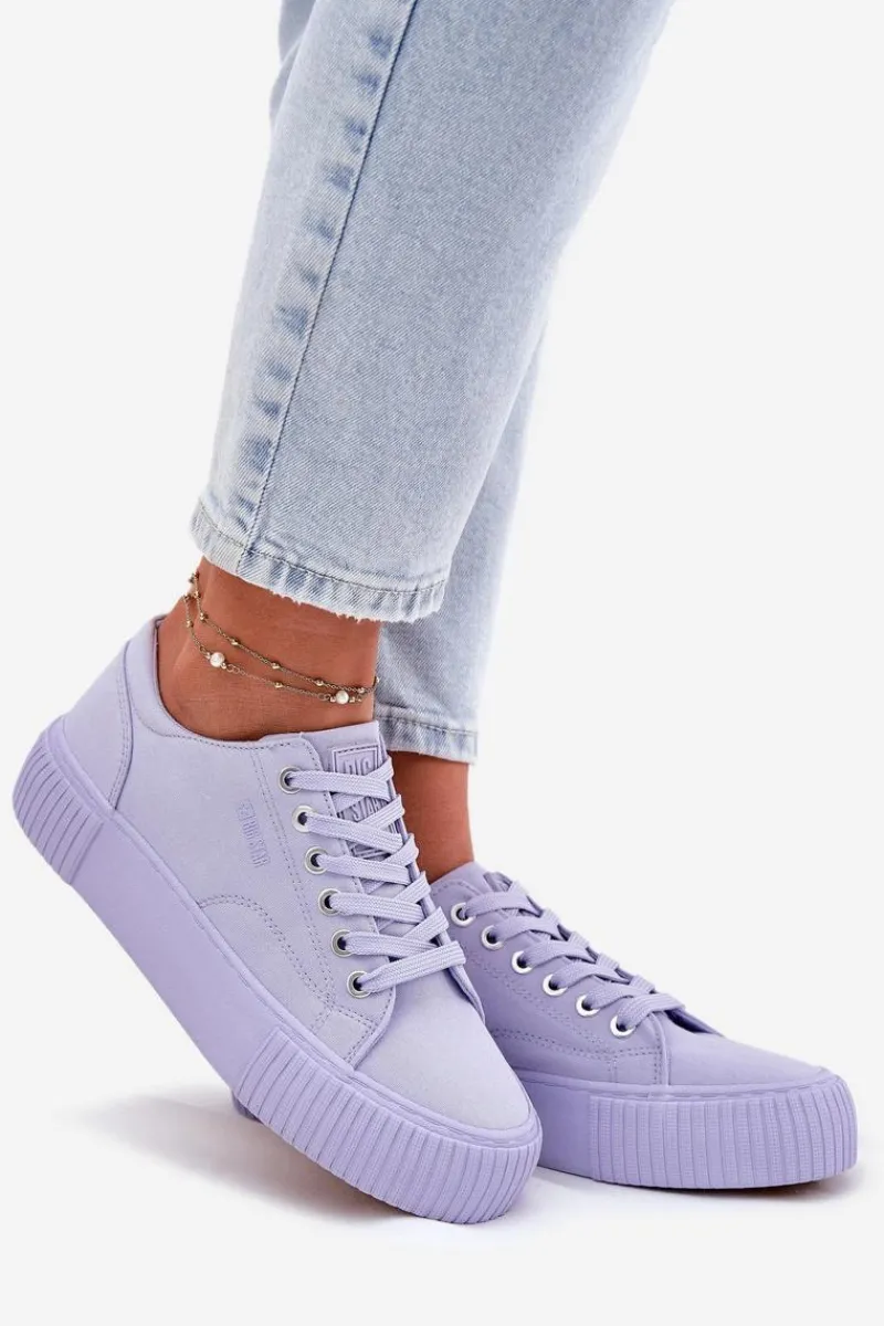 Trampki Damskie Big Star|Trampki Damskie Niskie>Big Star Shoes Materiałowe Trampki Damskie Big Star RR274406 Fioletowe Fioletowy