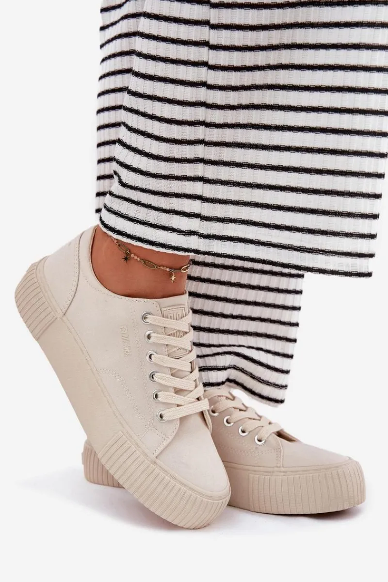 Best Materiałowe Trampki Damskie Big Star RR274407 Beżowe Damskie Trampki Damskie Big Star|Trampki Damskie Niskie