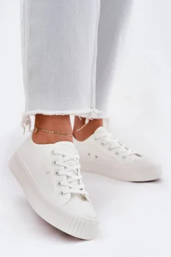 Trampki Damskie Big Star|Trampki Damskie Niskie>Big Star Shoes Materiałowe Trampki Damskie Na Platformie Big Star RR274776 Białe Biały