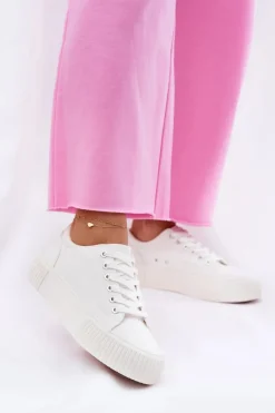 New Materiałowe Trampki Damskie Big Star RR274405 Białe Damskie Trampki Damskie Big Star|Trampki Damskie Niskie