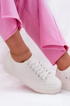 New Materiałowe Trampki Damskie Big Star RR274405 Białe Damskie Trampki Damskie Big Star|Trampki Damskie Niskie