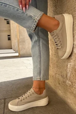 Best Materiałowe Trampki Damskie Na Platformie Big Star RR274465 Beżowe Damskie Trampki Damskie Big Star|Trampki Damskie Niskie