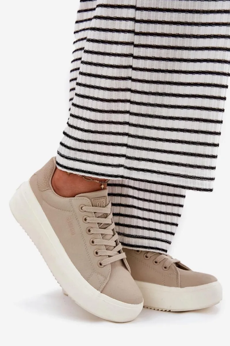 Best Materiałowe Trampki Damskie Na Platformie Big Star RR274465 Beżowe Damskie Trampki Damskie Big Star|Trampki Damskie Niskie