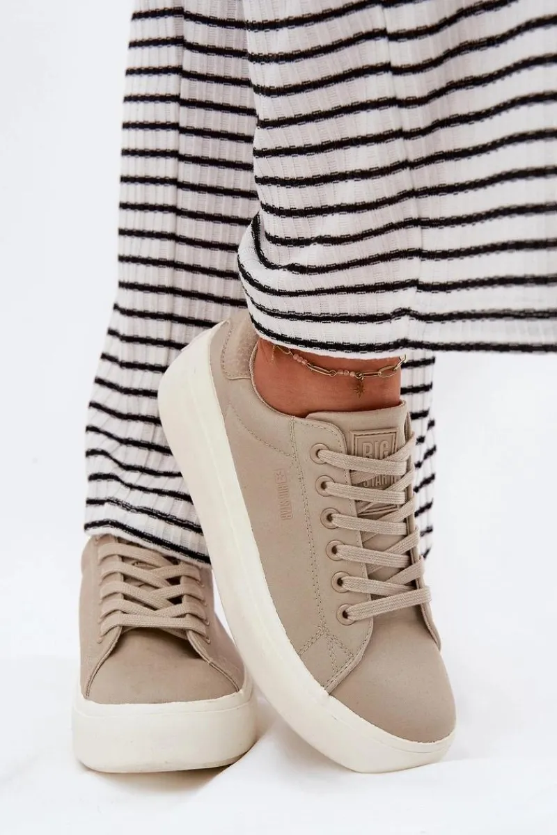 Best Materiałowe Trampki Damskie Na Platformie Big Star RR274465 Beżowe Damskie Trampki Damskie Big Star|Trampki Damskie Niskie