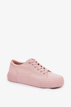 Hot Big Star Shoes Materiałowe Trampki Damskie Big Star RR274404 Różowe