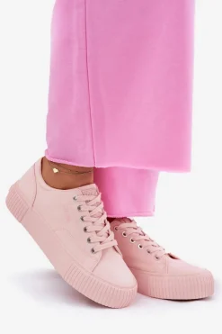 Hot Big Star Shoes Materiałowe Trampki Damskie Big Star RR274404 Różowe