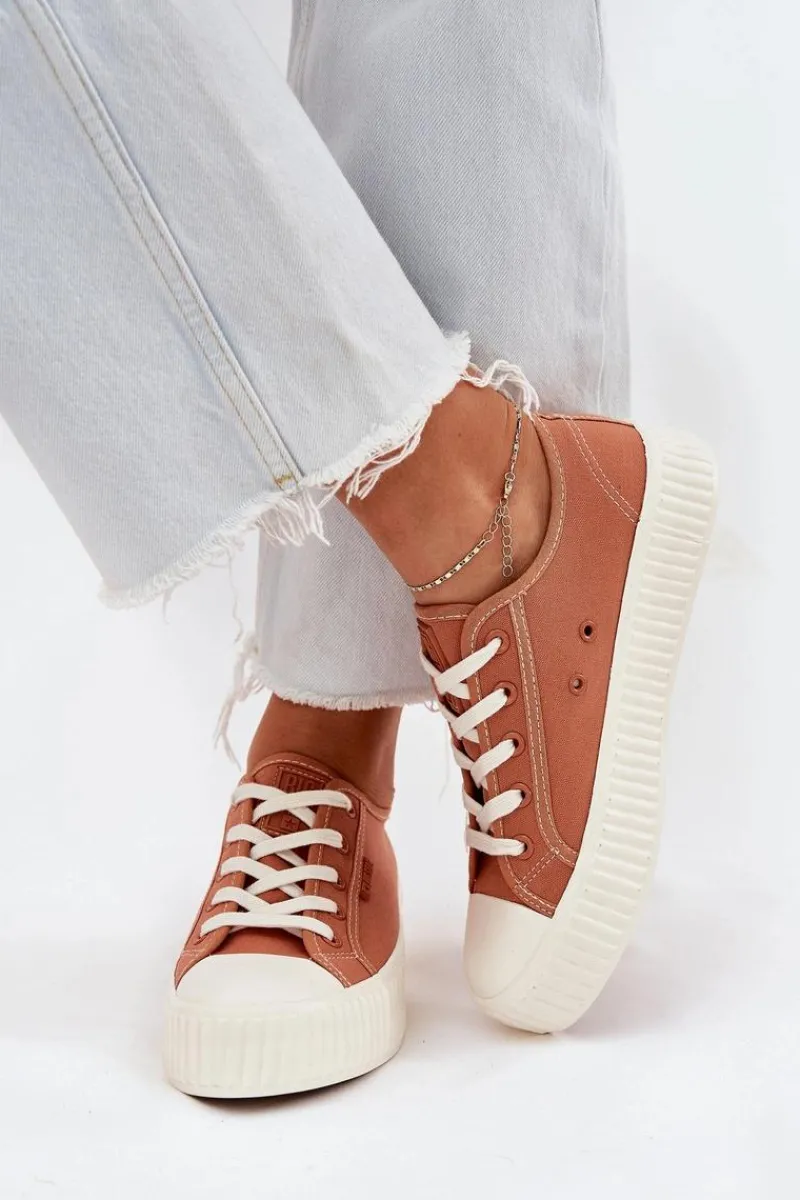 Sale Big Star Shoes Materiałowe Trampki Damskie Na Platformie Big Star RR274778 Pomarańczowe Pomarańczowy