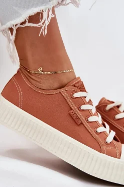 Sale Big Star Shoes Materiałowe Trampki Damskie Na Platformie Big Star RR274778 Pomarańczowe Pomarańczowy