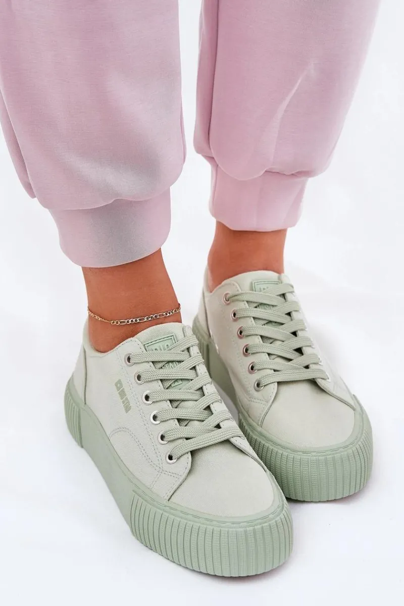 Best Materiałowe Trampki Damskie Big Star RR274408 Zielone Damskie Trampki Damskie Big Star|Trampki Damskie Niskie