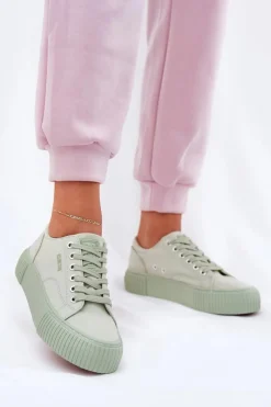 Best Materiałowe Trampki Damskie Big Star RR274408 Zielone Damskie Trampki Damskie Big Star|Trampki Damskie Niskie