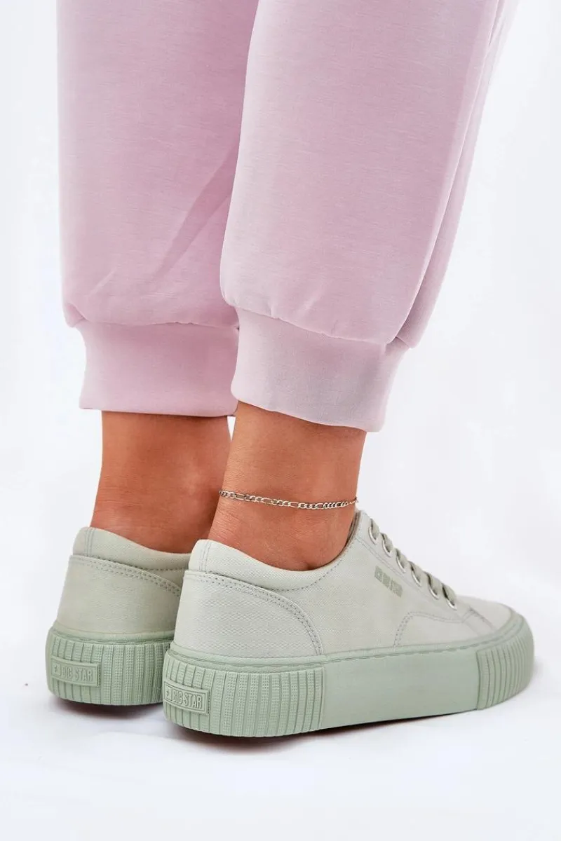 Best Materiałowe Trampki Damskie Big Star RR274408 Zielone Damskie Trampki Damskie Big Star|Trampki Damskie Niskie
