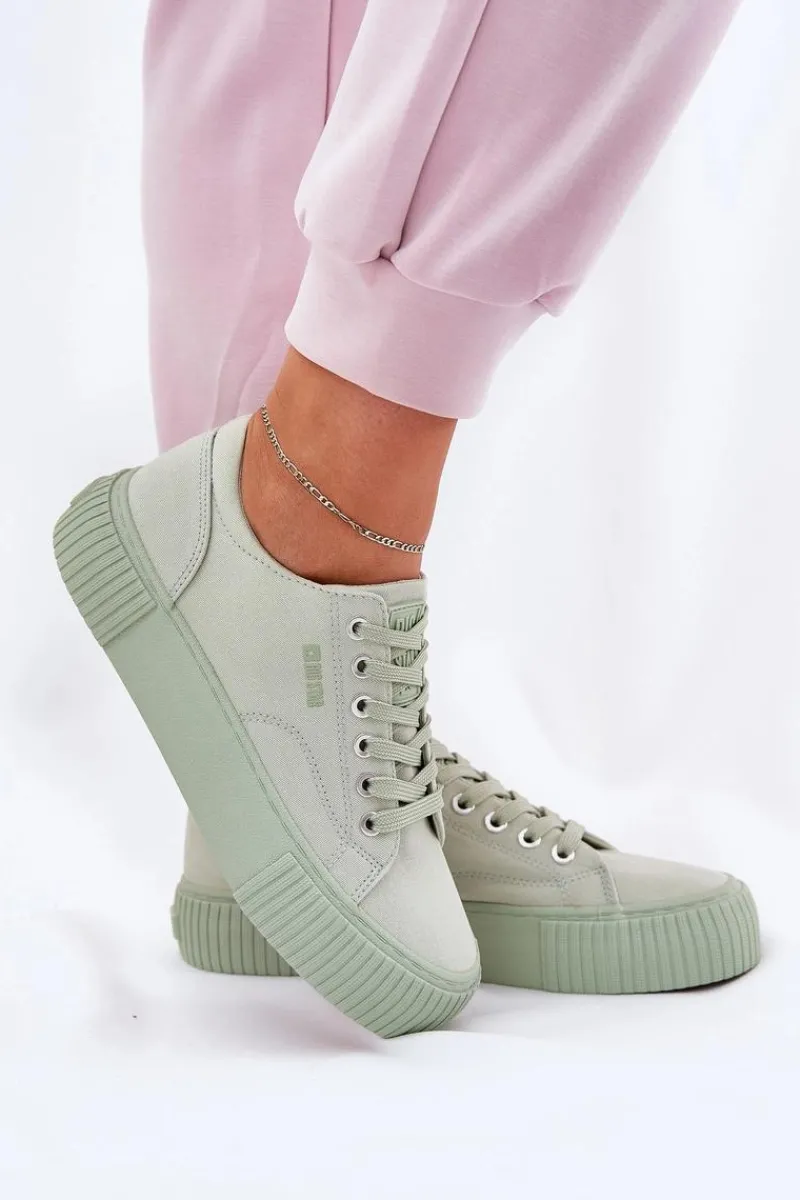 Best Materiałowe Trampki Damskie Big Star RR274408 Zielone Damskie Trampki Damskie Big Star|Trampki Damskie Niskie