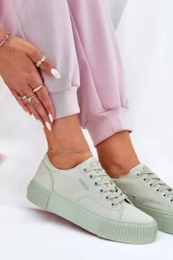 Best Materiałowe Trampki Damskie Big Star RR274408 Zielone Damskie Trampki Damskie Big Star|Trampki Damskie Niskie