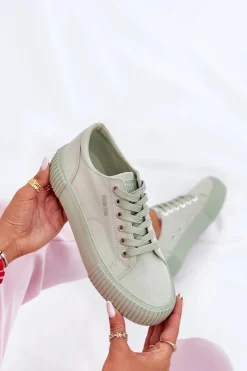 Best Materiałowe Trampki Damskie Big Star RR274408 Zielone Damskie Trampki Damskie Big Star|Trampki Damskie Niskie