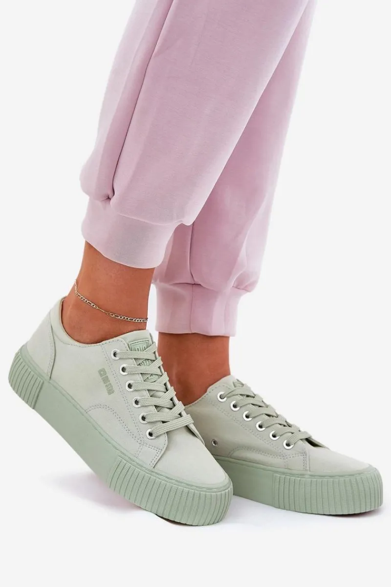 Best Materiałowe Trampki Damskie Big Star RR274408 Zielone Damskie Trampki Damskie Big Star|Trampki Damskie Niskie