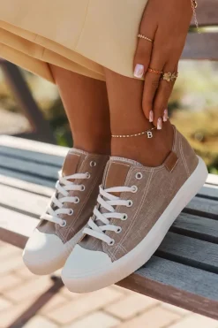 Trampki Damskie Big Star|Trampki Damskie Niskie>Big Star Shoes Materiałowe Trampki Damskie Big Star RR274795 Beżowe Beżowy