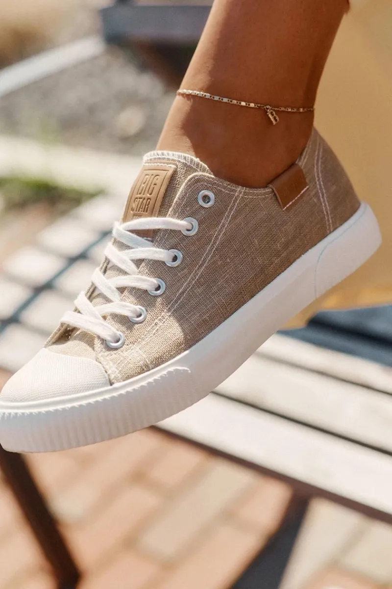 Trampki Damskie Big Star|Trampki Damskie Niskie>Big Star Shoes Materiałowe Trampki Damskie Big Star RR274795 Beżowe Beżowy