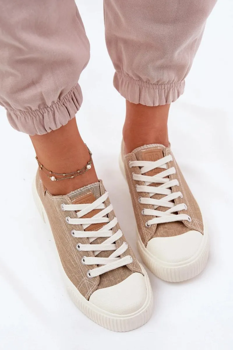 Trampki Damskie Big Star|Trampki Damskie Niskie>Big Star Shoes Materiałowe Trampki Damskie Big Star RR274795 Beżowe Beżowy