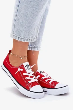 Best Materiałowe Trampki Damskie LCW-25-02-3298L Czerwone Damskie Trampki Damskie Niskie