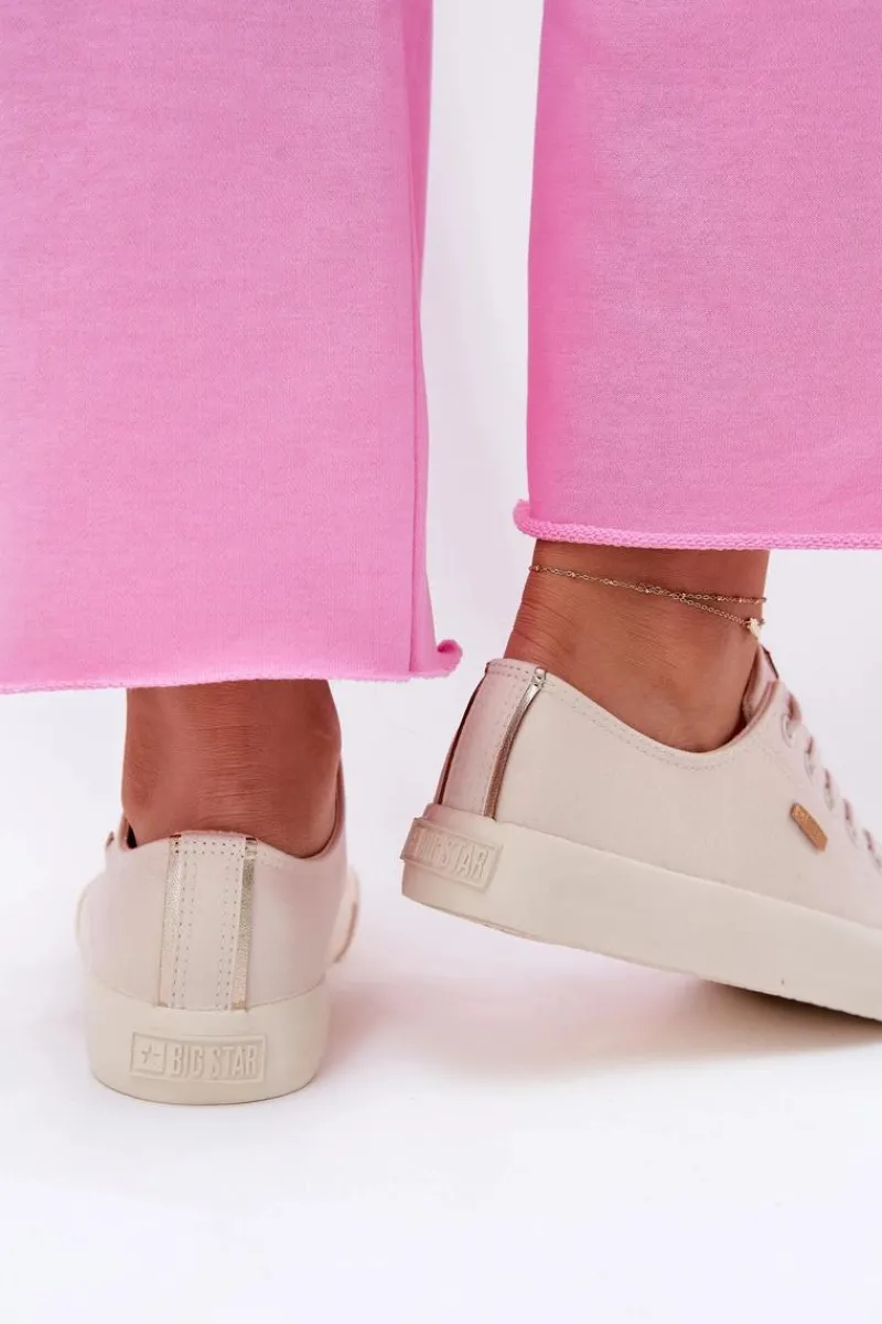 Trampki Damskie Big Star|Trampki Damskie Niskie>Big Star Shoes Materiałowe Trampki Damskie Big Star RR274768 Beżowe