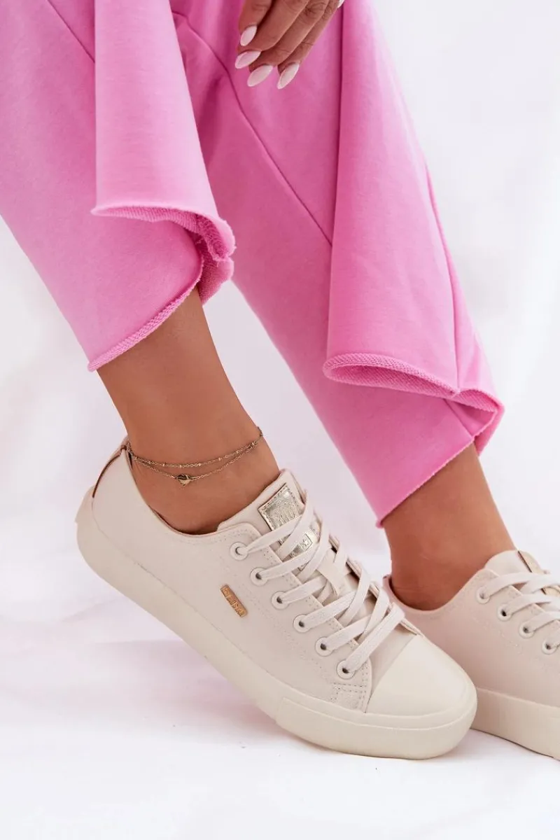 Trampki Damskie Big Star|Trampki Damskie Niskie>Big Star Shoes Materiałowe Trampki Damskie Big Star RR274768 Beżowe